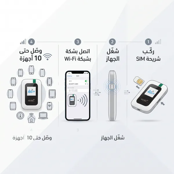 جهاز واي فاي متنقل5G 4G - يدعم 10 أجهزة - إنترنت مستقر ومحمول - الصورة 4