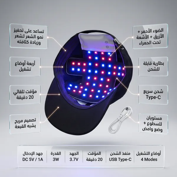 كاب العلاج الضوئي المتقدم لتحفيز بصيلات الشعر - الصورة 2