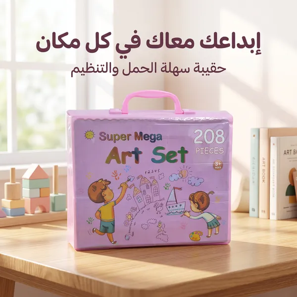 مجموعة أدوات فنية للأطفال مكونة من 208 قطع – مستلزمات رسم وتلوين وأعمال فنية يدوية - الصورة 5