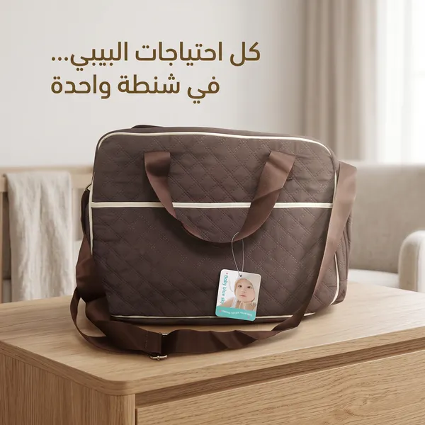 حقيبة ظهر كبيرة السعة للأم والطفل مصنوعة من البوليستر مع مساحة تخزين مدمجة لحفاضات الأطفال - الصورة 9