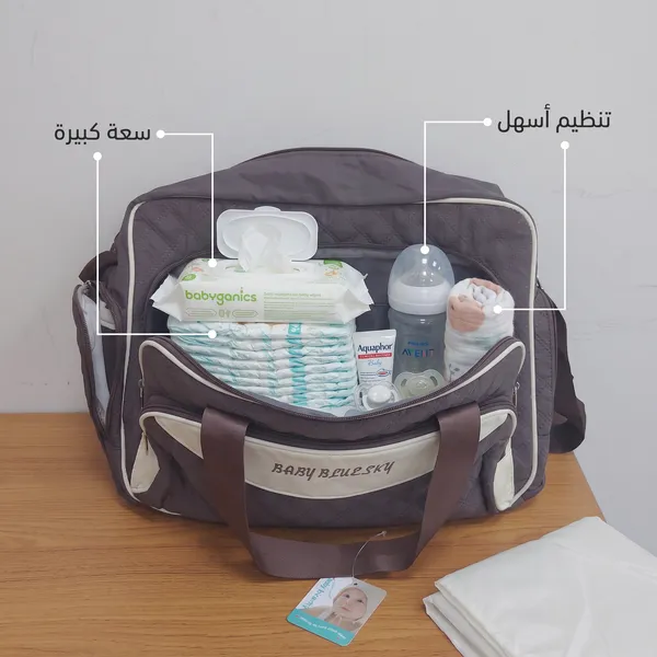 حقيبة ظهر كبيرة السعة للأم والطفل مصنوعة من البوليستر مع مساحة تخزين مدمجة لحفاضات الأطفال - الصورة 6