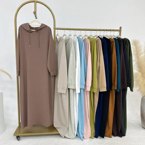 عباية العمرة بغطاء للرأس لون أبيض مقاس XL - الصورة 7