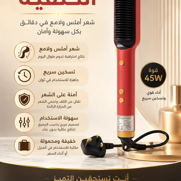فرشاة التمليس الحراري للشعر المنفوش بتقنية الأيونات - الصورة 8