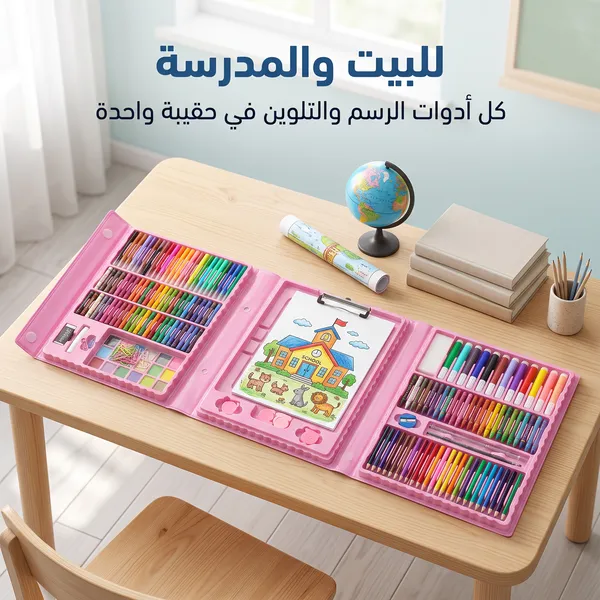 مجموعة أدوات فنية للأطفال مكونة من 208 قطع – مستلزمات رسم وتلوين وأعمال فنية يدوية - الصورة 4