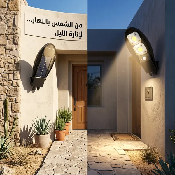 كشاف طاقة شمسية ذكي بتصميم عصري | عدسات LED قوية | مزود بريموت كنترول | إضاءة خارجية للمداخل والحدائق | ضمان عام - الصورة 4